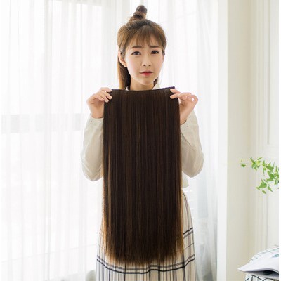 Hairclip Women Long Straight Natural Hair Clip Rambut Palsu Panjang Lurus Wanita Berkualitas