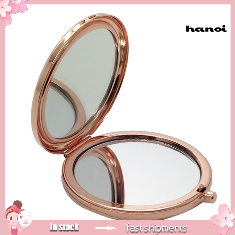 HQTM_Portable Round Metal Double Side Travel Pocket Mirror Women Beauty Makeup Tool