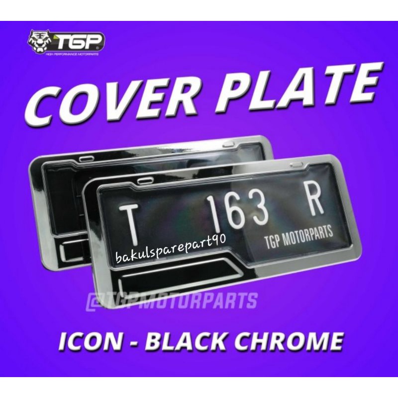 Dudukan Plat Nomor  Motor  TGP ICON Black  Chrome / Rumah Kover Plat Nomor Motor / Aksesoris Variasi