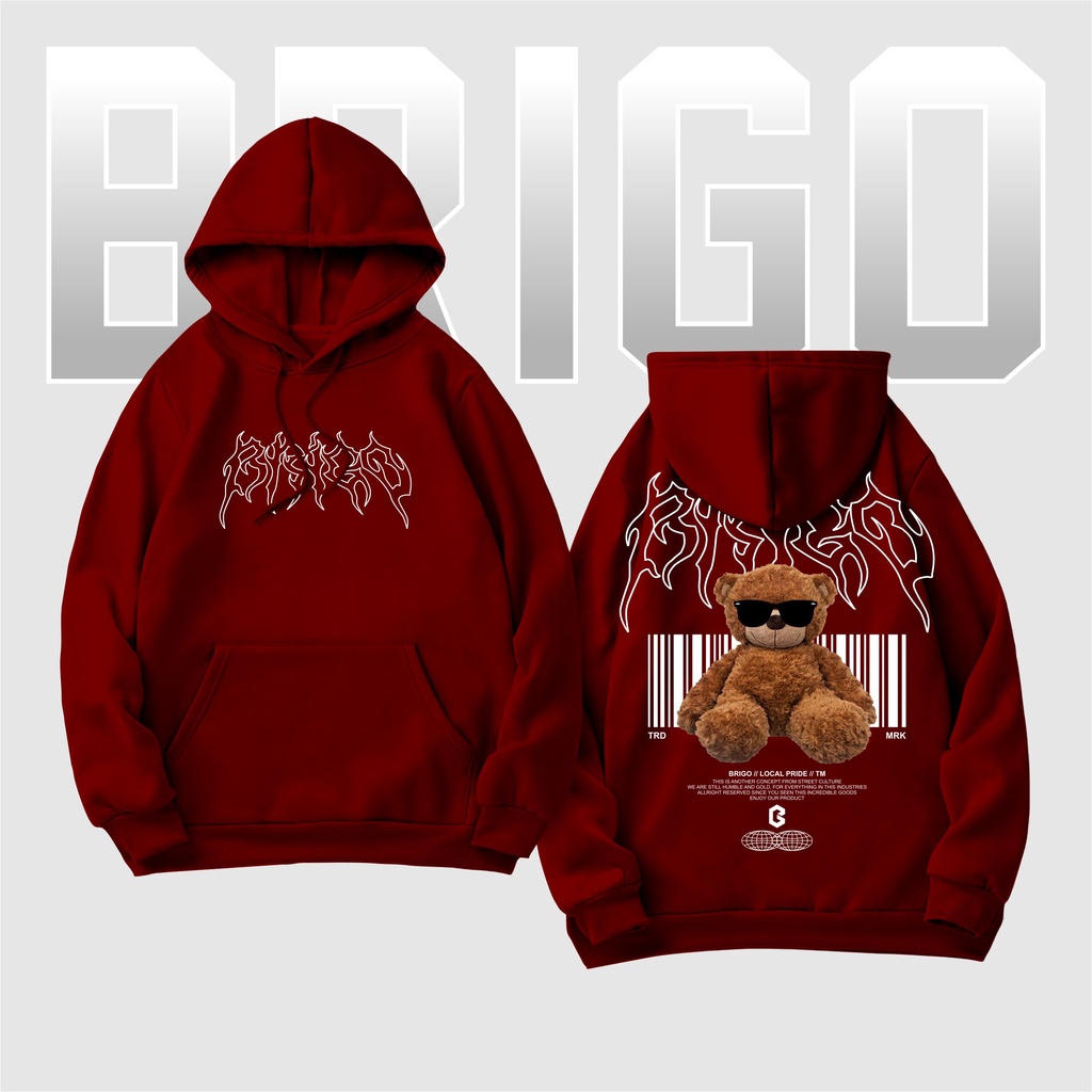 Sweater Hoodie BRIGO Style Cool Sablon DTF Fleece Cotton || BRIGO Jumper Hoodie Beruang Style Cool M-XXL (Pria &amp; Wanita) Free stiker&amp;Gantungan Kunci