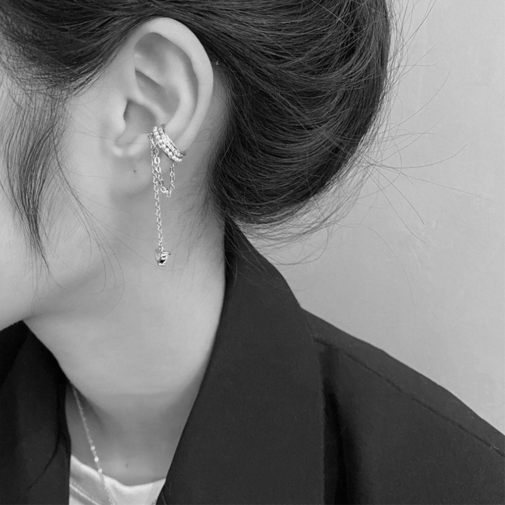 NEEDWAY Zirkon Klip Anting Punk Geometris Hadiah Sederhana Tulang Rawan Klip Perempuan Non Piercing Gadis Korea Gaya Telinga Manset