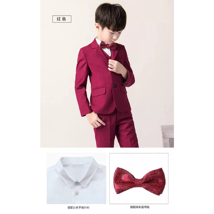 SETELAN BLAZER FORMAL ANAK WARNA MAROON PAKET LENGKAP 5IN1 EXCLUSIVE NIKAYU BAHAN HIGH TWIST FULL FURING