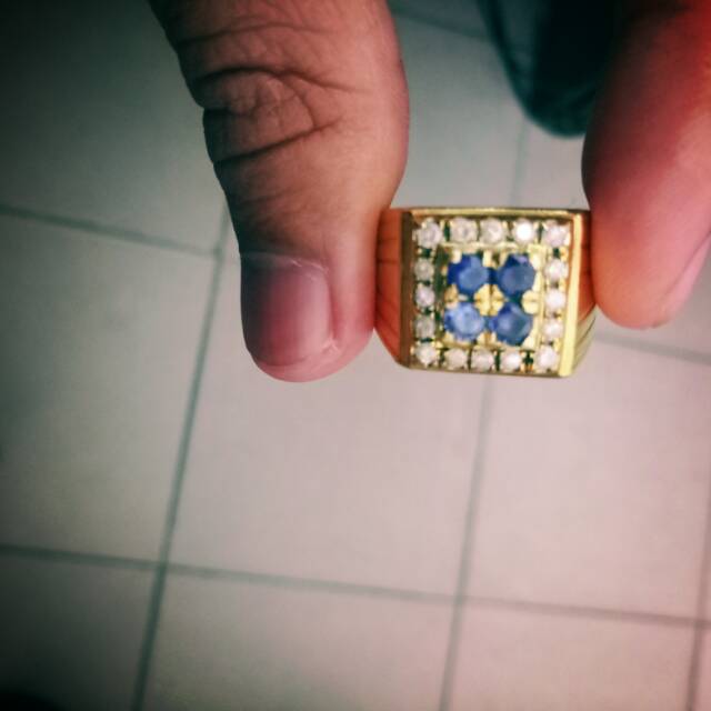 Cincin perak mata berlian eropa dan mata safir