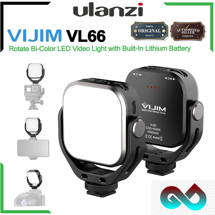 Ulanzi Vijim VL66 Rotatable Bi Color Adjustable LED Video Light