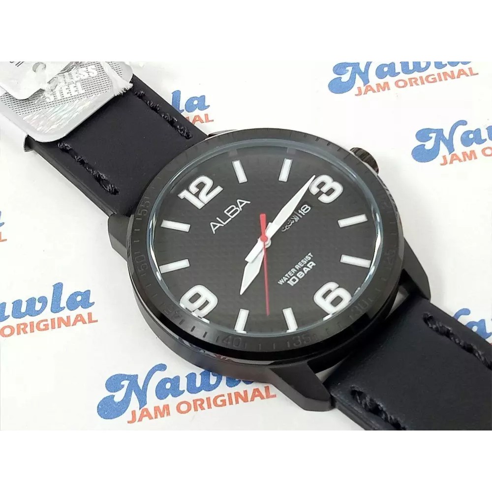 Alba Quartz AV3237X1 Black Leather - Jam Tangan Pria AV3237