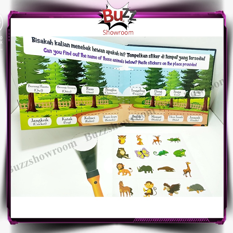 Safari Night with flashlight Buku cerita Bilingual inggris indonesia