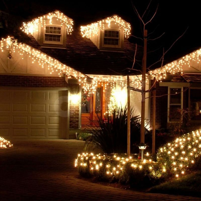 Lampu Gorden Dekorasi Icicle String Fairy Light 5M 96 LED - 300L warm white