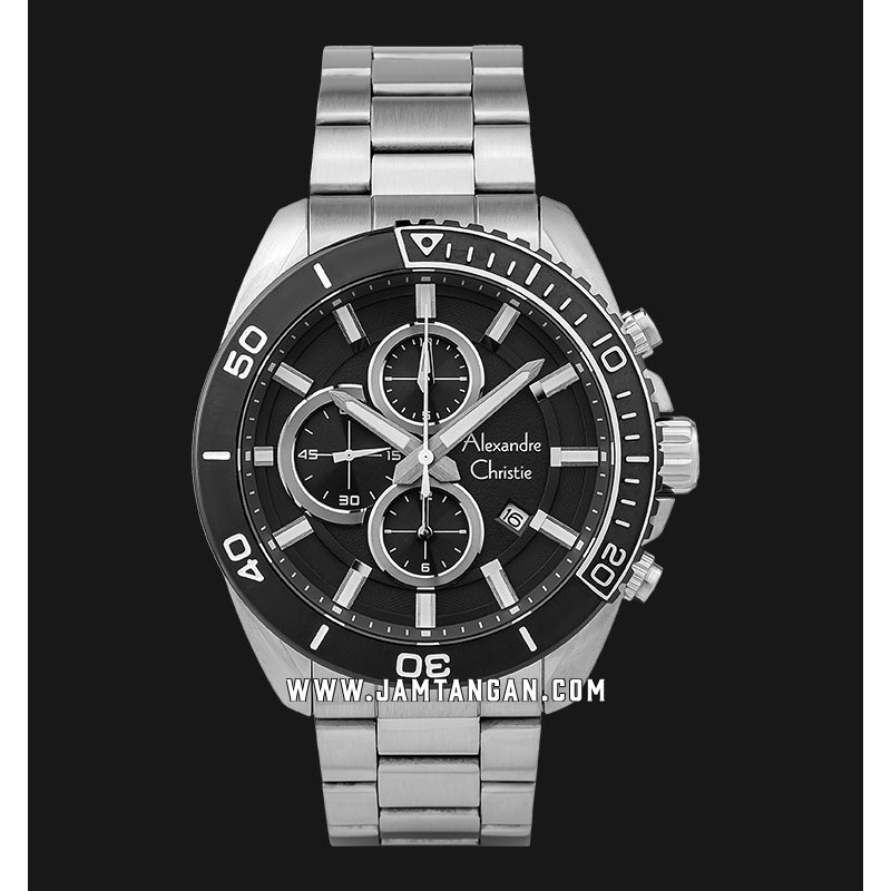 Alexandre Christie AC 6543 MC BTBBA Chronograph Men Black Dial Stainless Steel Strap