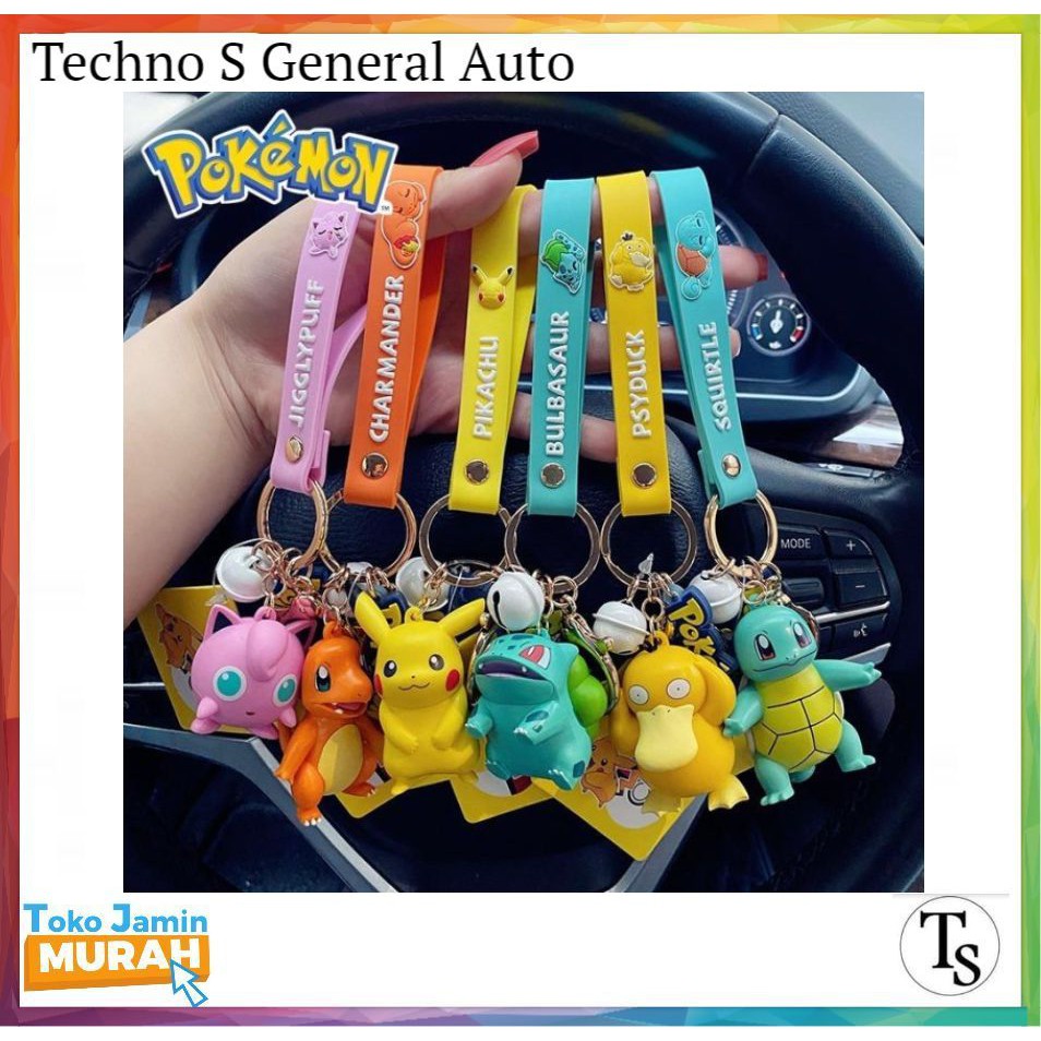 Gantungan Kunci Pokemon Key Chain Pokemon Pikachu Snorlax Bulbasaur Charmender