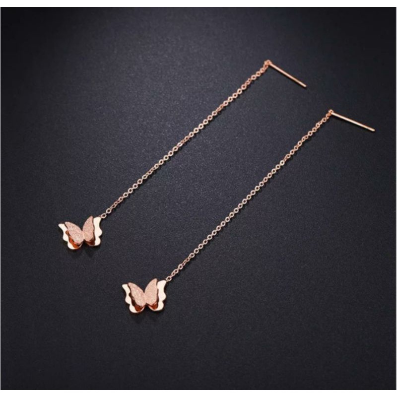 Anting Rantai Dengan Variasi Butterly Rosegold N03112107