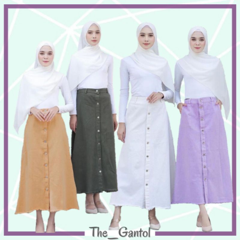 TG Rok Jeans Warna Wanita Terbaru Bahan Jeans Tebal | Rok Jeans Wanita | Rok Jeans Warna Putih Hitam