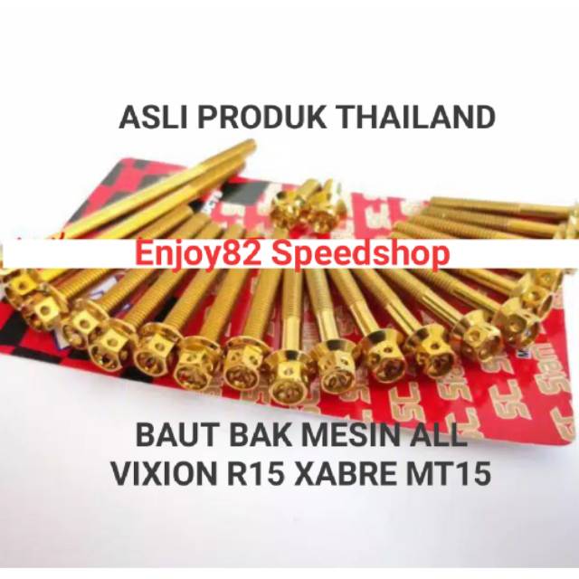 Asli Thailand~Baut Probolt Gold Bak Mesin Kanan Kiri All Vixion,All R15,Xabre &amp; MT15