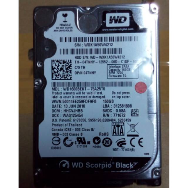 Harddisk/hdd notebook 2.5 WD 160GB#GARANSI 1THN