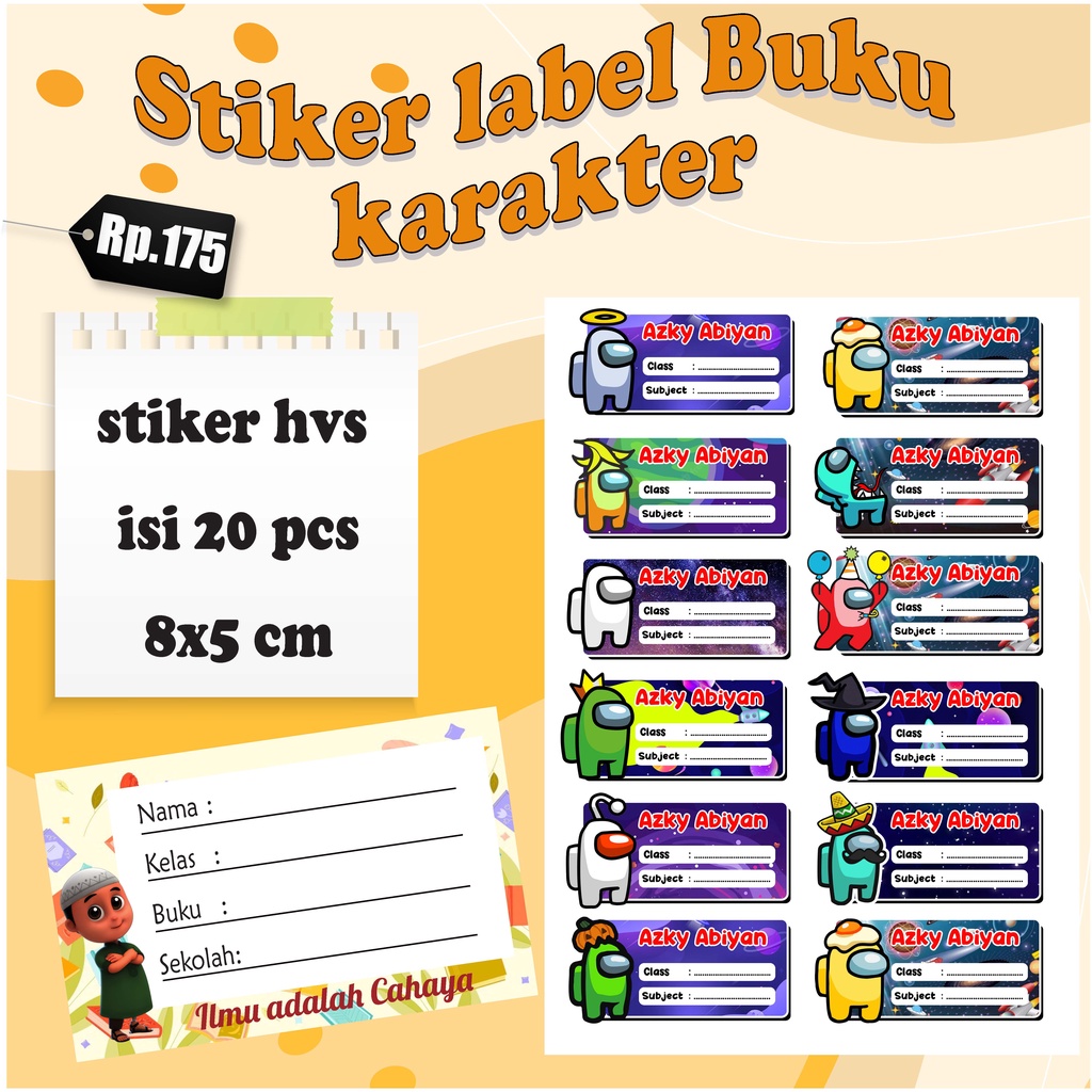 

Stiker label nama buku, sekolah, kuliah, kantor murah dan bisa ganti karakter
