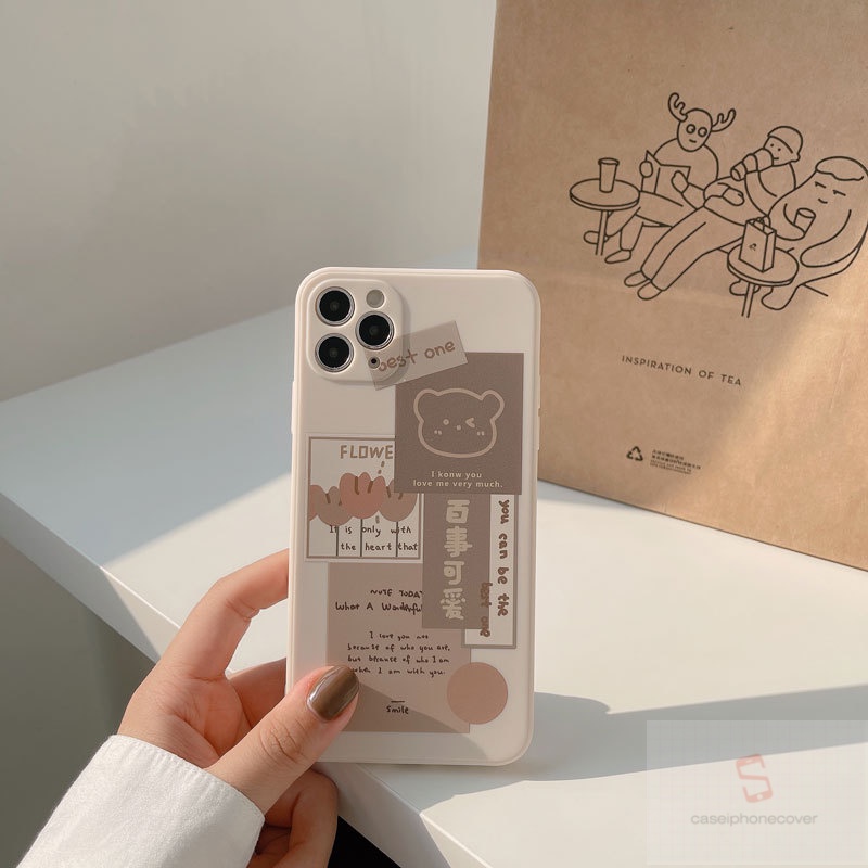 Cute Bear Soft Case Oppo Reno 6 A16 A5s A12 A54 A74 A35 A53 2020 A94 A33 2020 A31 2020 A32 A3s A7 A11 A5 A9 2020 A74 A12e Reno 5 4 Oppo A92 A52 A72 Reno4F Reno 4 Lite A93 F17Pro Smiley Protective Cover-5