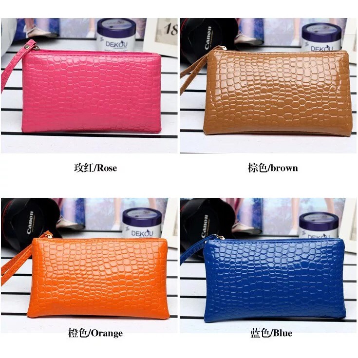 INFY - Dompet Wanita Kulit Kuaya Bintik Mini Kartu Hp Koin Serbaguna Polos Gantungan Fashion WD006