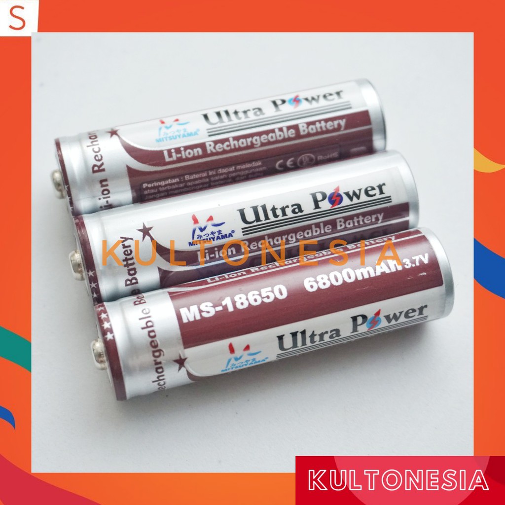 Baterai MITSUYAMA coklat 18650 6800mAh 3.7v