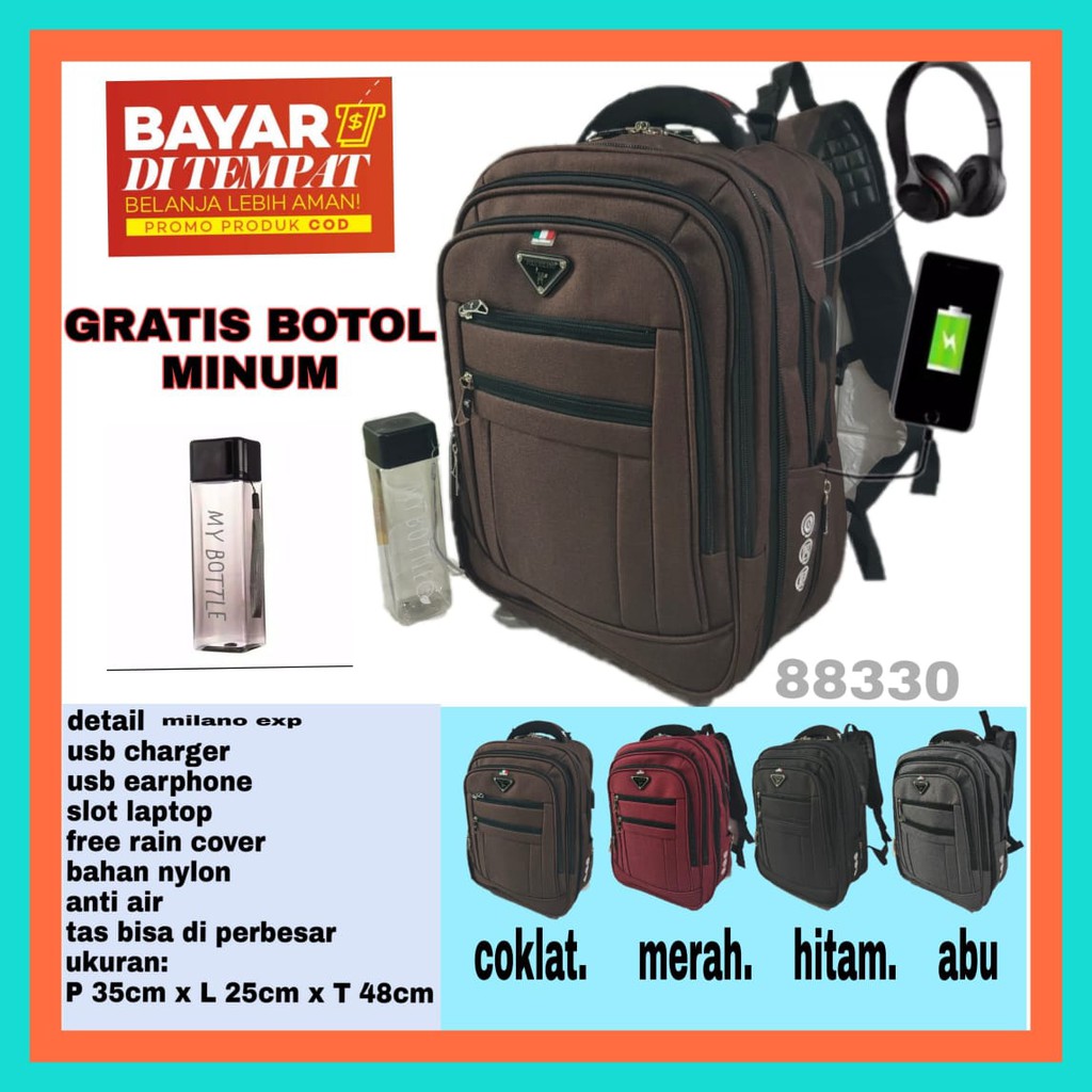 TAS RANSEL COWOK Tas Pria MODEL TERBARU POLO MILANO 88330 - AWET BANGET COCOK BUAT SEGALA JENIS AKTIFITAS