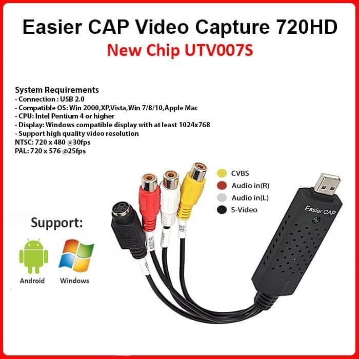 Easy CAP Easier CAP USB Video Capture Adapter 1 line 720HD Android - original