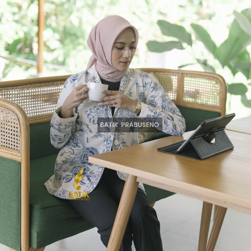 Batik Prabuseno Original BIANCA Blazer Batik Wanita Lengan Panjang Atasan Bahan Premium Kekinian Siz