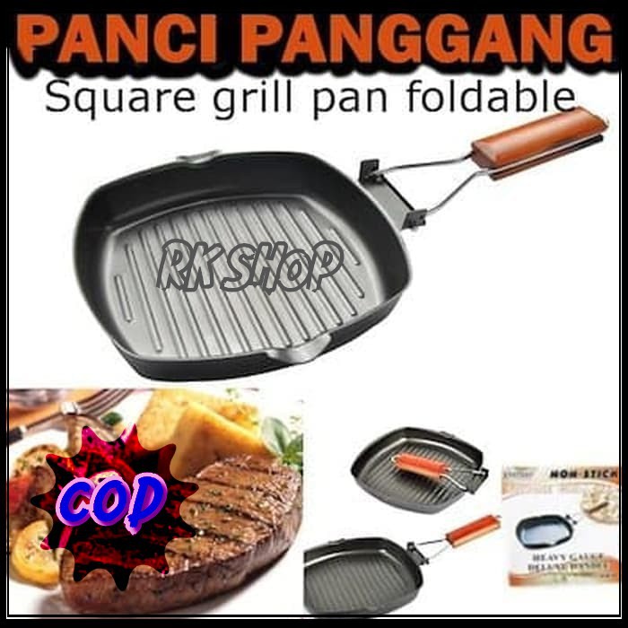 Square Grill Pan 20 Cm Teflon Wajan BBQ Bakaran Sate Serbaguna