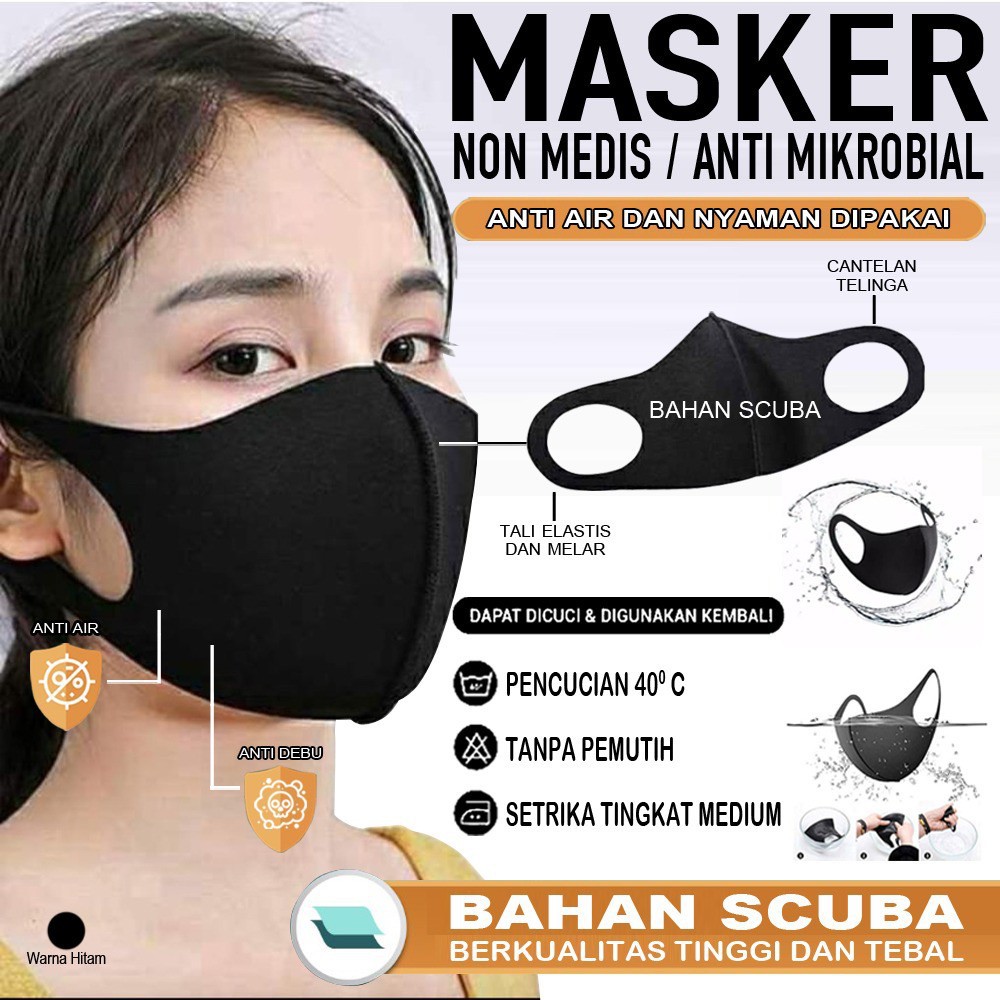 Masker Kain bahan Scuba TEBAL PREMIUM (gramasi 280) / Bisa di Cuci / Masker Murah Berkualitas