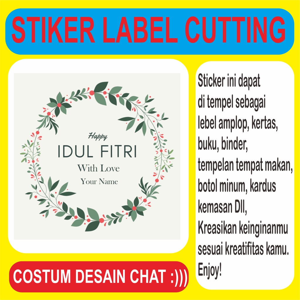 

Sticker Label Cutting Idul Fitri Packaging Minuman amplop custom snack stiker