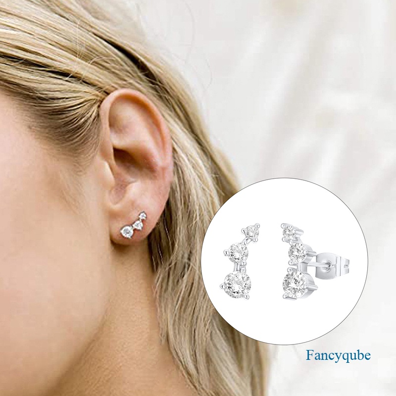 Anting Stud Kristal Cubic Zirconia Serbaguna Untuk Wanita