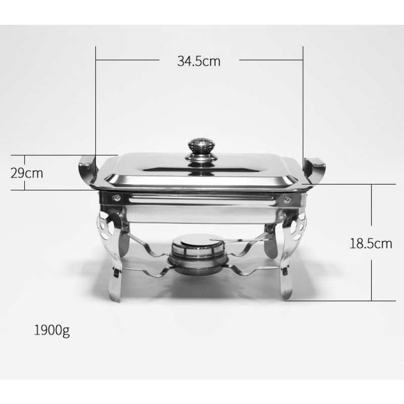 Prasmanan Wadah Saji Stainless Plus Kompor spiritus 3.5 Liter