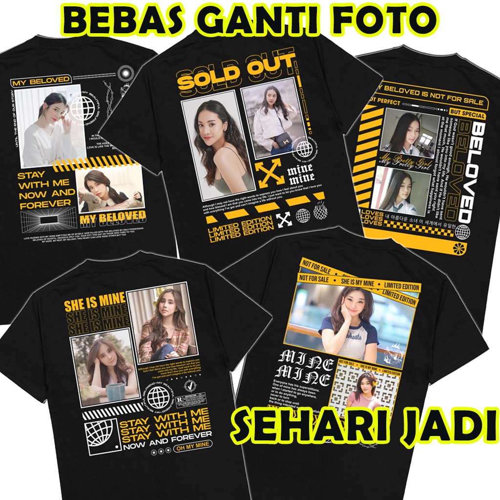 Kaos Custom Foto Baju Streetwear Bucin Sablon Satuan Kekinian Viral Bebas Req Foto Pacar Desain My M