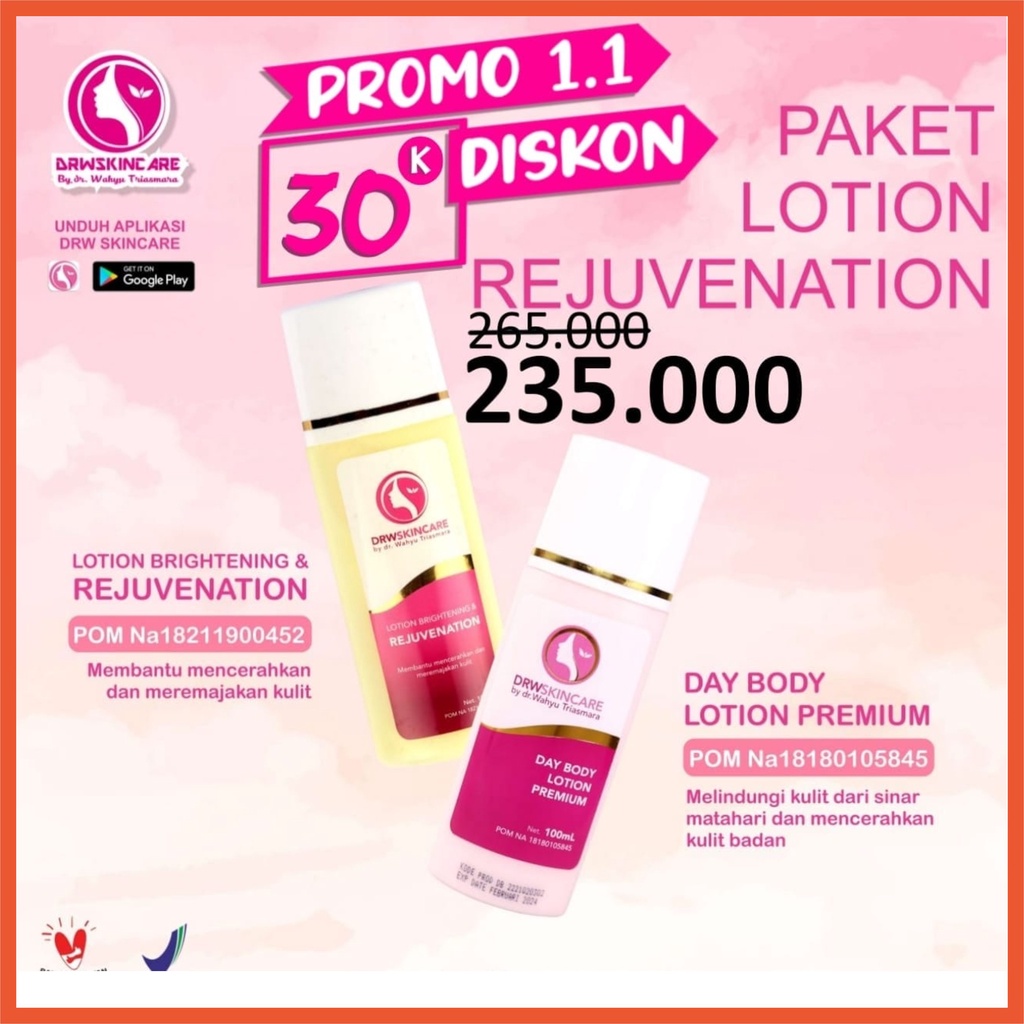 WAJIB BACA PENGGUNAAN  Paket Hemat Lotion Rejuvenation DRW Skincare