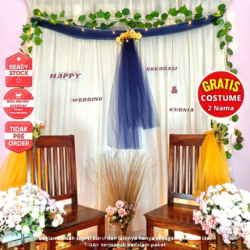 Paket Dekor Dekorasi Backdrop Hiasan Lamaran Tunangan Akad Nikah Aqiqah Wedding rustic 1 Paket 03