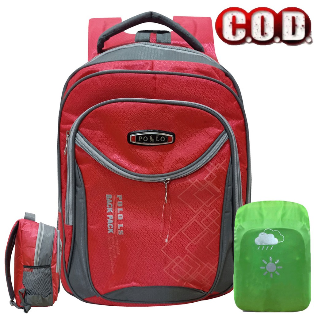 Tas Ransel Anak Sekolah Perempuan Polo Losd Vek 17'' Ungu Raincover