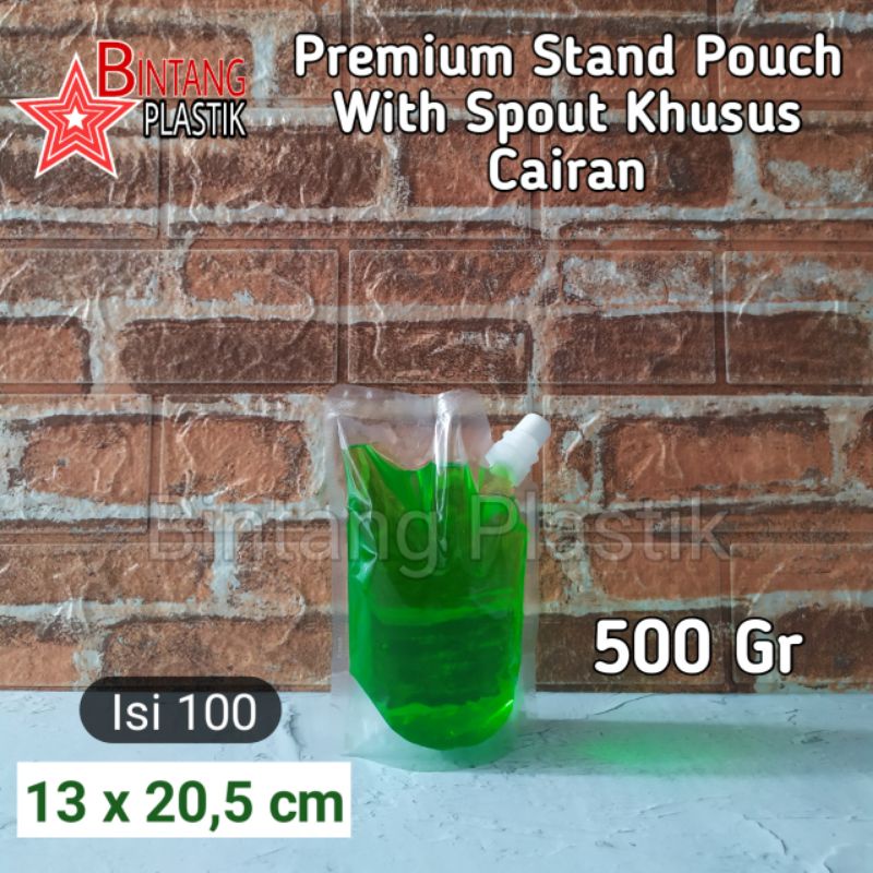 ISI 100 PCS SPOUT BENING  500ml STANDING POUCH PLASTIK KLIP MINUMAN CAIRAN