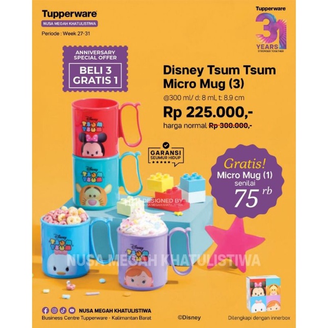 Micro Mug / Gelas Tupperware/disney tsum tsum micro mug/clear mug