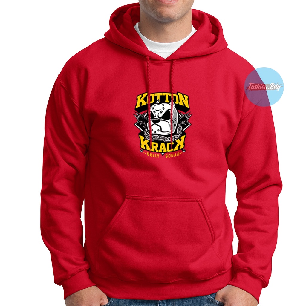 Sweater Hoodie Bully Squad Bahan Fleece Warna Hitam Navy Merah Abu