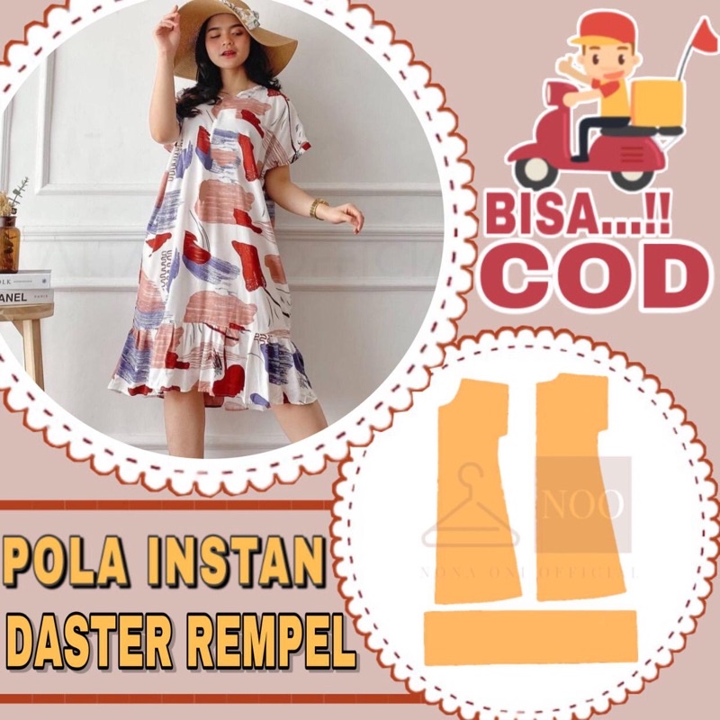 BISA COD✔️ Pola instan daster rempel kekinian - Pola jiplak daster ruffle tinggal cetak ke kain & su