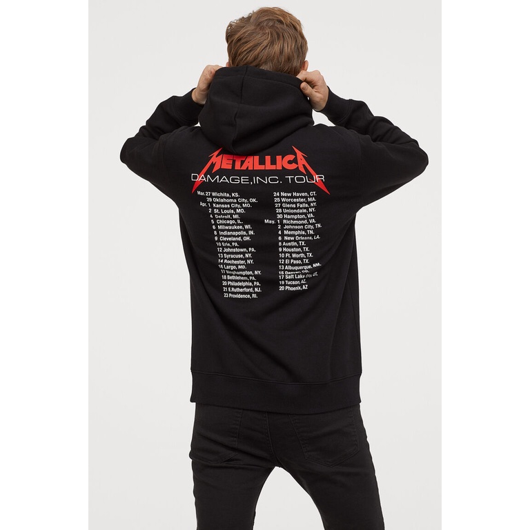 Hoodie H&amp;M Metallica Hitam Pria Wanita sweater hnm metallica