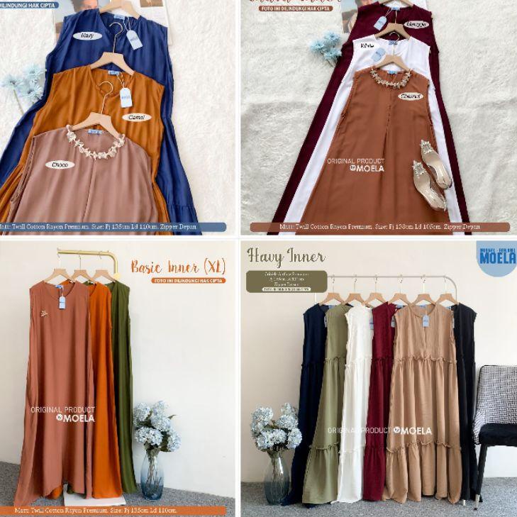 Telah Hadir.. SISY/JISY/HAVY/CHAVA/BASIC/INNER/BITI/RIFI  INNER DRESS RUFFLE KUTUNGAN DRESS MIDI TAN