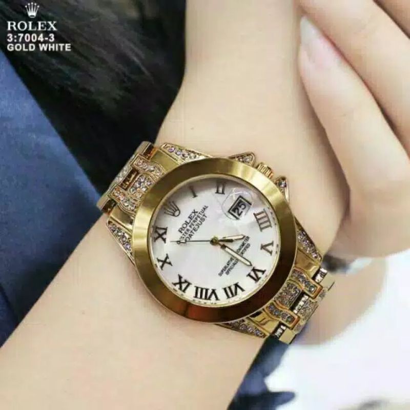 Jam Tangan Wanita Mewah-Jam Tangan wanita Rolex-Tanggal Aktif-Jam Anti air