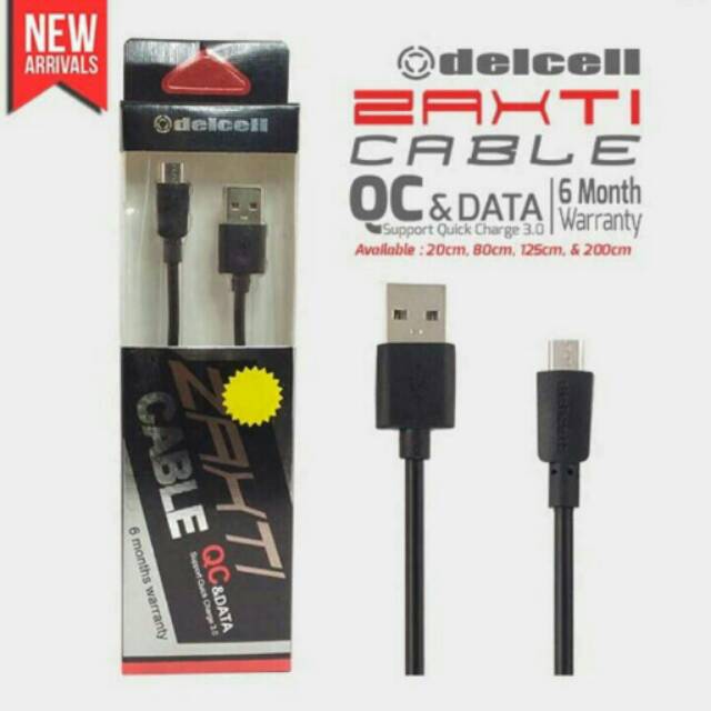 KABEL MICRO USB DELCELL ZAXTI QC 3 | DELCELL ZAXTI CABLE CHARGE MICROUSB SUPPORT 3A ORIGINAL