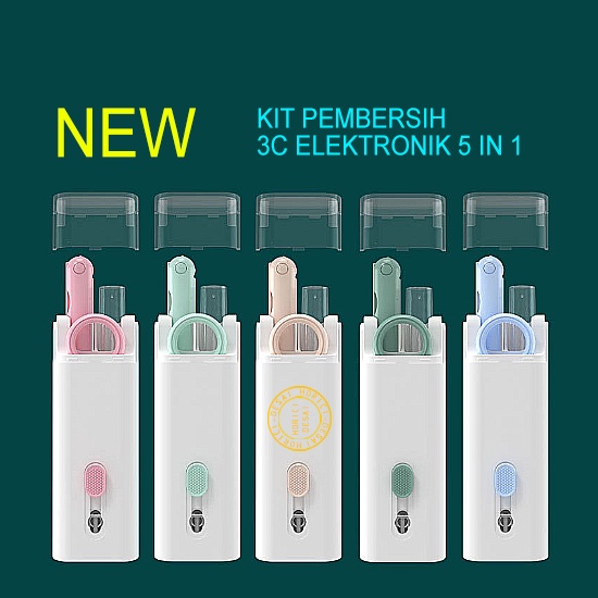 Baru peralatan kecil 5 in 1 pembersih Keyboard, pembersih earphone,Set pembersih multifungsi lengkap dengan penarik