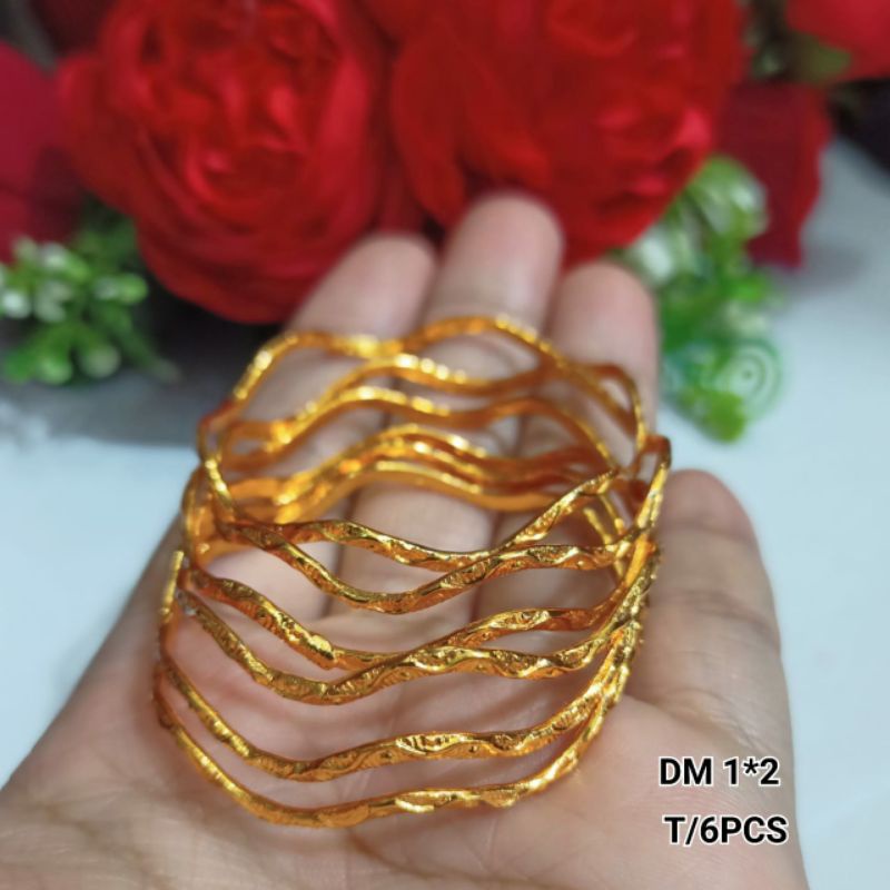 Set gelang Keroncong Gelombang isi 6pcs Gold dan Silver