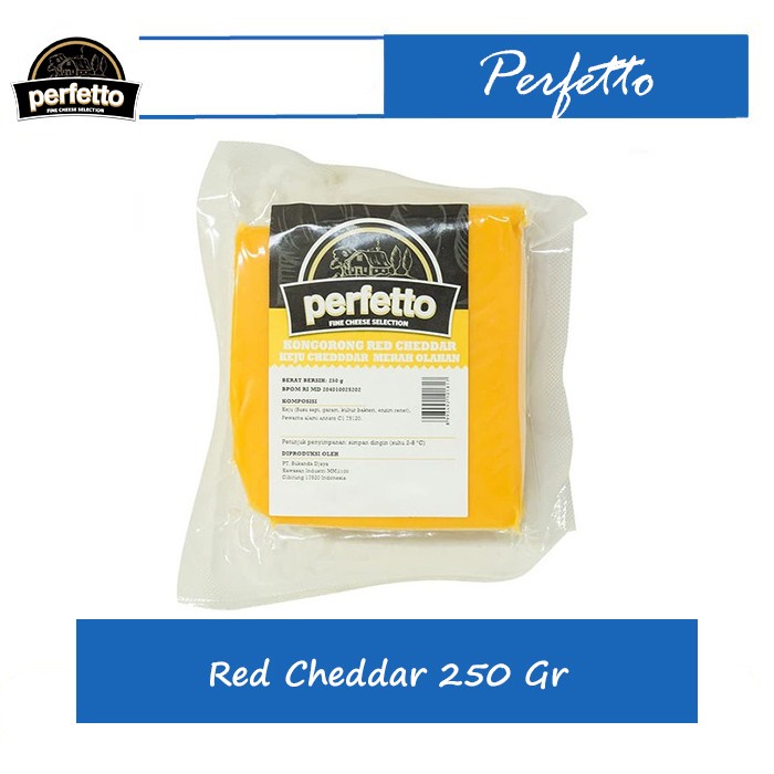 

Perfetto Red Cheddar Cheese 250 Gr / Keju Cheddar Merah