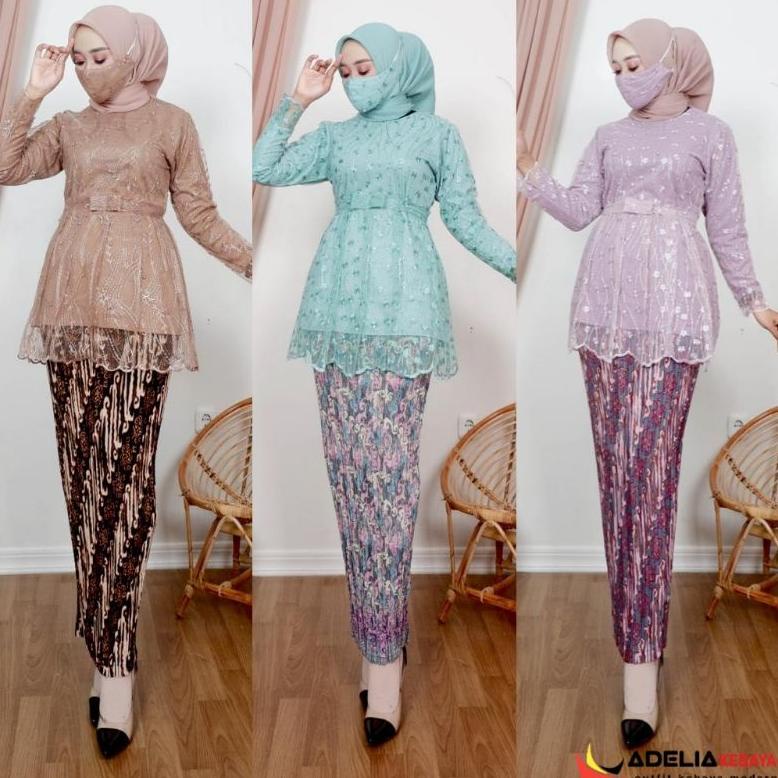 COD ADE> KEBAYA TULLE MARSYA OUTIFT WISUDA CANTIK / BAJU KEBAYA PESTA MODERN /KEBAYA TULLE BORDIR