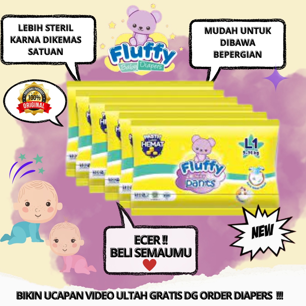 Pampers / Popok celana & Perekat Bayi Fluffy size (s,m,l,xl)