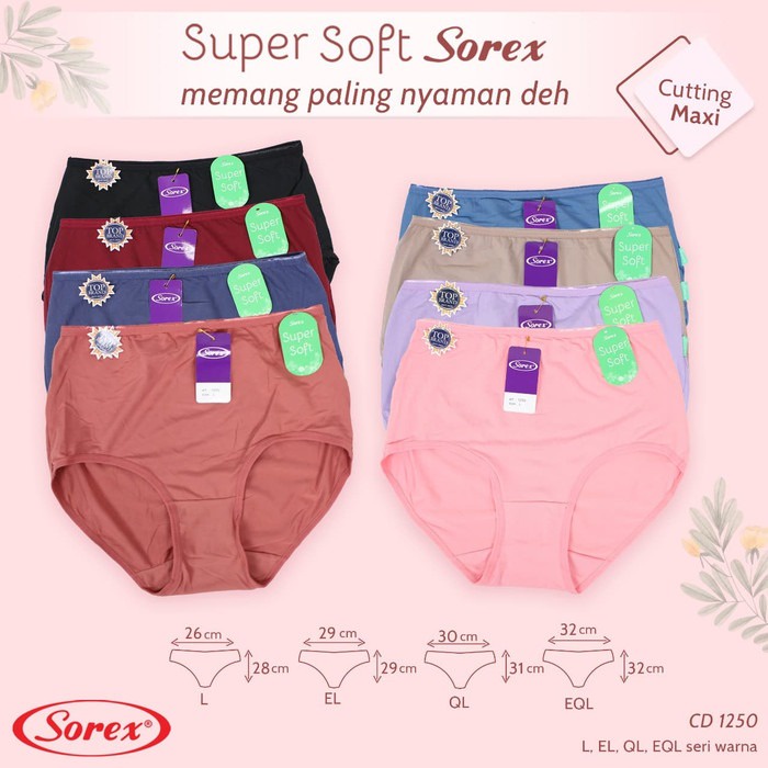 6pcs Celana Dalam SOREX 1250 Maxi | CD Sorex Super Soft | CD Wanita | OPEN SOREX GROSIR 6pcs