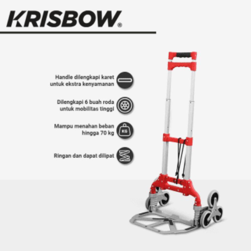 Troli Barang Lipat Aluminium 6 Roda 70 Kg - Krisbow Original100%