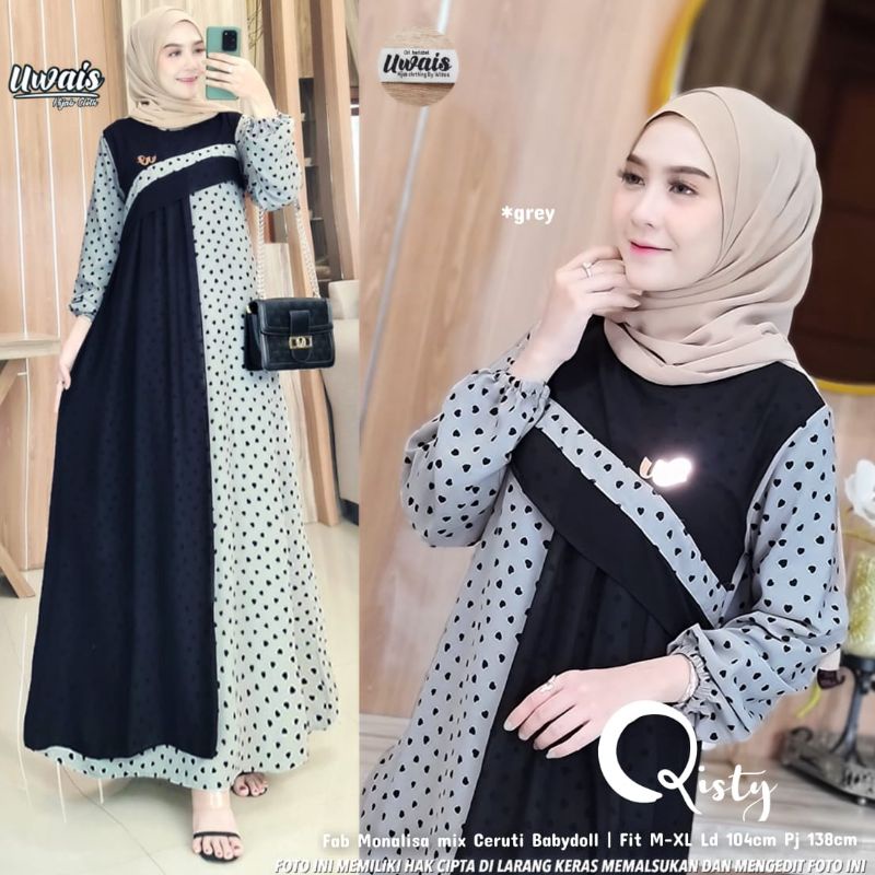 TERMURAH QISTY DRESS MONALISA MIX CERUTY BY UWAIS