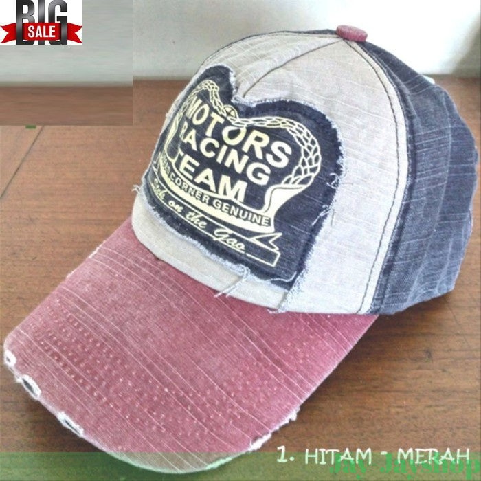 Topi Snapback Motors Racing Team Baseball SPORT hat TERLARIS - Merah